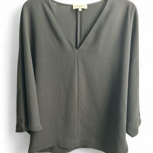 Lafayette 148 Women’s XS Black 3/4 Sleeve Poplin Top Blouse